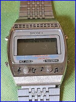 Vintage Brodex Digital Men's Watch Musical Alarm The Beatles Parts/Repair Only