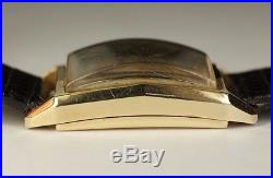 Vintage Bulova 14K Solid Yellow Gold 8AE 17J Watch Black Leather Parts Repair