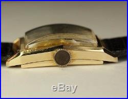 Vintage Bulova 14K Solid Yellow Gold 8AE 17J Watch Black Leather Parts Repair