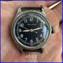 Vintage Bulova A-11 WW2 Military Hack Wrist Watch Black Dial PARTS / REPAIR