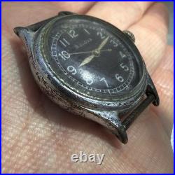 Vintage Bulova A-11 WW2 Military Hack Wrist Watch Black Dial PARTS / REPAIR