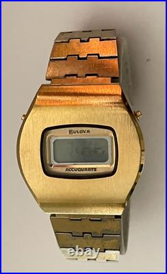 Vintage Bulova AccuQuartz Watch 10k R. G. P Back 2260 Bulova lcd REPAIR OR PARTS