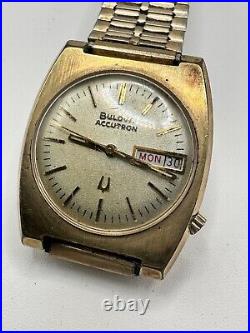 Vintage Bulova Accutron Gold Plated Tuning Fork Watch 2182 N4 1974 Parts Repair