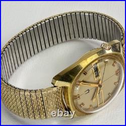 Vintage Bulova Accutron N4 1974 Day Date 10k GF Watch Parts Repair Speidel Band