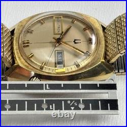 Vintage Bulova Accutron N4 1974 Day Date 10k GF Watch Parts Repair Speidel Band