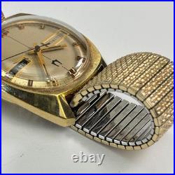 Vintage Bulova Accutron N4 1974 Day Date 10k GF Watch Parts Repair Speidel Band
