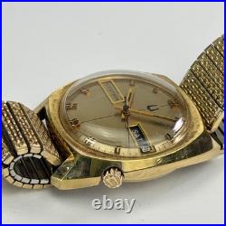 Vintage Bulova Accutron N4 1974 Day Date 10k GF Watch Parts Repair Speidel Band