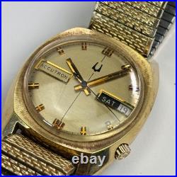Vintage Bulova Accutron N4 1974 Day Date 10k GF Watch Parts Repair Speidel Band