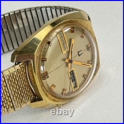 Vintage Bulova Accutron N4 1974 Day Date 10k GF Watch Parts Repair Speidel Band