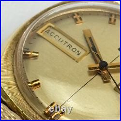 Vintage Bulova Accutron N4 1974 Day Date 10k GF Watch Parts Repair Speidel Band