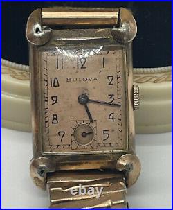 Vintage Bulova Copper Dial 14K Gold Filled Wrist Watch Rare Parts/ Repair 219