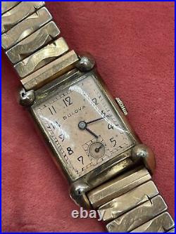 Vintage Bulova Copper Dial 14K Gold Filled Wrist Watch Rare Parts/ Repair 219