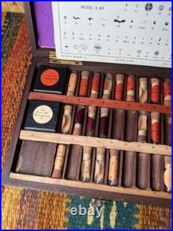 Vintage Bulova Watch Repair Parts Original Jewelers Wooden Box Vials