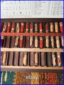 Vintage Bulova Watch Repair Parts Original Jewelers Wooden Box Vials