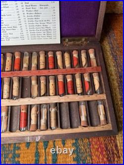 Vintage Bulova Watch Repair Parts Original Jewelers Wooden Box Vials