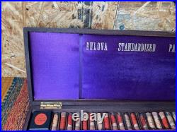 Vintage Bulova Watch Repair Parts Original Jewelers Wooden Box Vials