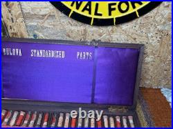 Vintage Bulova Watch Repair Parts Original Jewelers Wooden Box Vials