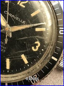 Vintage Caravelle 666 Feet Stainless Steel Diver Diving Watch Parts Or Repair