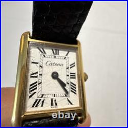 Vintage Catena 18K Gold 315 Swiss ElectroPlated Tank Watch FOR PARTS or REPAIR