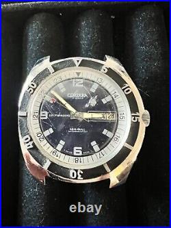 Vintage Cordura Sicura Sea-Gull Day-Date Diver withBlue Dial, FOR PARTS/REPAIR