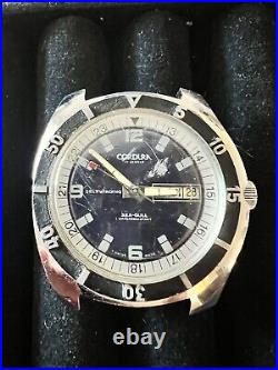 Vintage Cordura Sicura Sea-Gull Day-Date Diver withBlue Dial, FOR PARTS/REPAIR