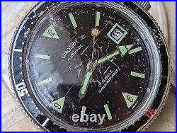 Vintage Crosby 20 ATM All SS French Skin Diver Watch withLugholes FOR PARTS/REPAIR