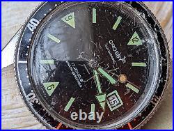 Vintage Crosby 20 ATM All SS French Skin Diver Watch withLugholes FOR PARTS/REPAIR