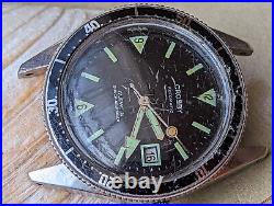 Vintage Crosby 20 ATM All SS French Skin Diver Watch withLugholes FOR PARTS/REPAIR