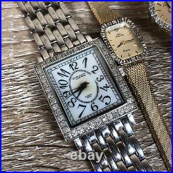 Vintage Diamond Accent Bezel Womens Cocktail Watches for Parts or Repair Only