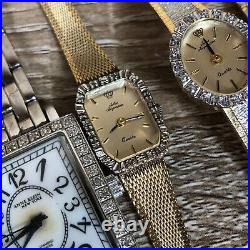 Vintage Diamond Accent Bezel Womens Cocktail Watches for Parts or Repair Only