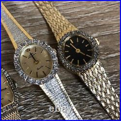 Vintage Diamond Accent Bezel Womens Cocktail Watches for Parts or Repair Only