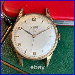 Vintage Doxa Antimagnetique Large Case Gold Tone Wristwatch Runs PARTS / REPAIR