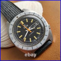 Vintage Elgin Day-Date Diver Watch withPatina, Tropic Band, Runs FOR PARTS/REPAIR