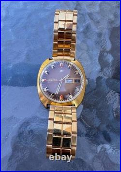Vintage Enicar Ocean Pearl Automatic Day Date Watch For Parts Repair