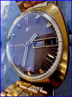 Vintage Enicar Ocean Pearl Automatic Day Date Watch For Parts Repair