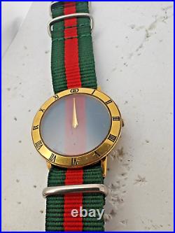 Vintage GUCCI Watch 33mm Quartz 978 002 Green Red Dial for Parts or Repair