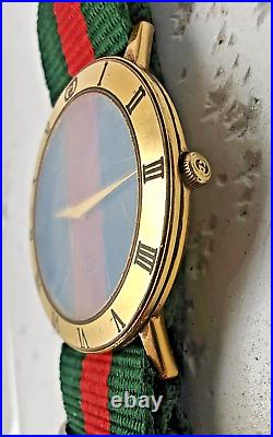 Vintage GUCCI Watch 33mm Quartz 978 002 Green Red Dial for Parts or Repair
