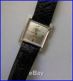 Vintage Germinal Voltaire 14k White Gold Watch Orig Alligator Band Parts Repair