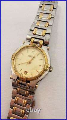 Vintage Gucci 9000L Two Tone Swiss Quartz Watch Ladies Parts/Repair No Battery
