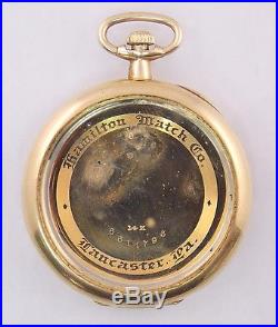 Vintage Hamilton 914 14K Gold Open Face Swingout Pocket Watch For Parts/Repair