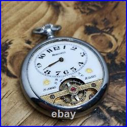 Vintage Hebdomas Pocket Watch, Not Working, For Parts or Repair (H117)