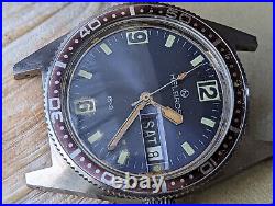 Vintage Helbros Day-Date Diver Watch withElgin AS 1914, Keeps Time FOR PARTS/REPAIR