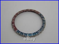 Vintage Heuer rotating watch bezel Autavia 1163 Pepsi blue & red repair part GMT