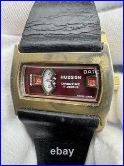 Vintage Hudson Directime Jump Hour Watch Swiss Made 17J Ravisa Parts / Repair