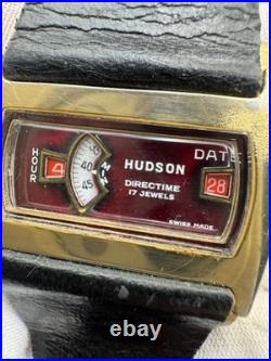 Vintage Hudson Directime Jump Hour Watch Swiss Made 17J Ravisa Parts / Repair