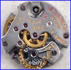 Vintage Jaeger LeCoultre Cal. 426/1 18 jewel Backwind watch movement For Repair