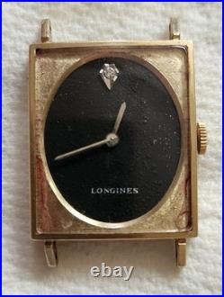 Vintage Longines 17J Cal 528 10K Gf Matte Black Dial For Parts Or Repair
