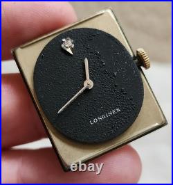 Vintage Longines 17J Cal 528 10K Gf Matte Black Dial For Parts Or Repair