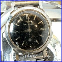 Vintage Longines Wittnauer Black Dial Sub Sec Mechanical Wind FOR PARTS / REPAIR