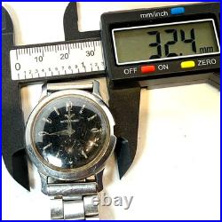 Vintage Longines Wittnauer Black Dial Sub Sec Mechanical Wind FOR PARTS / REPAIR